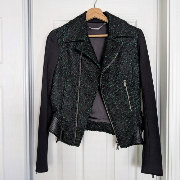 Elie Tahari Francis leather and tweed jacket - Picture 2 of 12